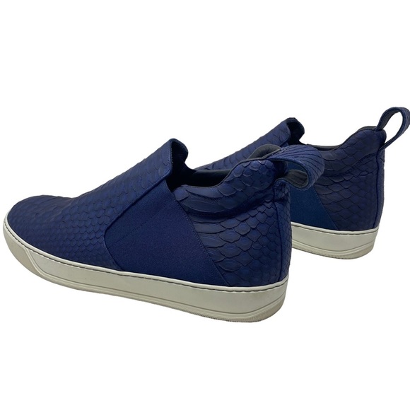LANVIN Authentic Blue Python & Leather Mid Top Slip On Sneaker Tennis Shoe US 13 - Picture 12 of 13